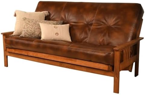 Pemberly Row 75" Traditional Full-Size Faux Leather Futon Mattress with ...