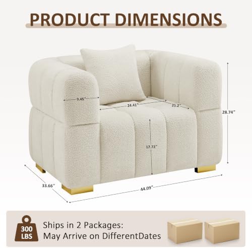 VANOMi Cloud Sofa and Chair Set, 3 Piece Modern Seating Furniture, Cream
