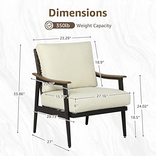 NATURAL EXPRESSIONS Patio Outdoor Chair Sofa, Wicker Back, Woodgrain Arm