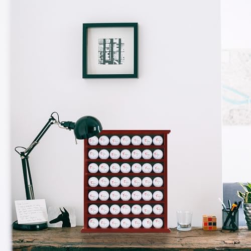 Golf Balls and Accessories Display Case Cabinet Rack (Mahogany Finish)