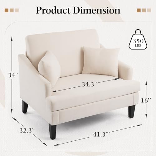 Bezseller 41'' Oversized Accent Chair with 2 Pillows, Beige