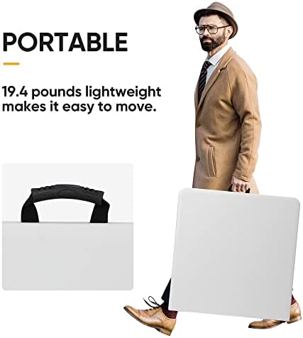 SUPER DEAL Portable 4 Foot Plastic Folding Table, Small Indoor Outdoor Heavy ...