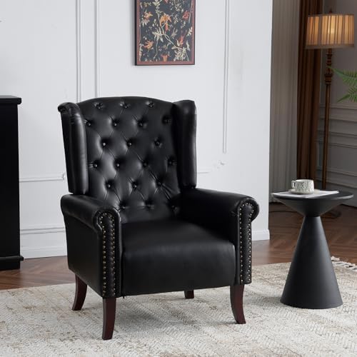 MOJAY PU Leather Accent Chair, Mid-Century Living Room Sofa Chair, Upholstere...