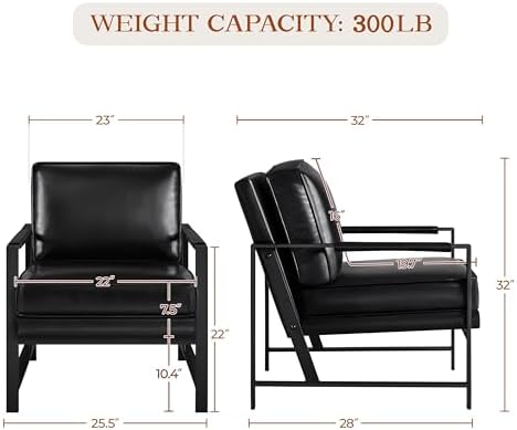 Yaheetech Mid-Century Modern Accent Chairs Set of 2, Black