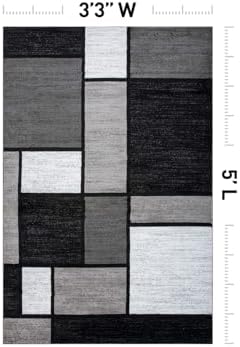 Rugshop Modern Boxes Contemporary Living Room Area Rug Gray 3'3" x 5...