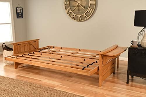 Kodiak Furniture Phoenix Queen Size Futon Set in Butternut Finish, Suede Black
