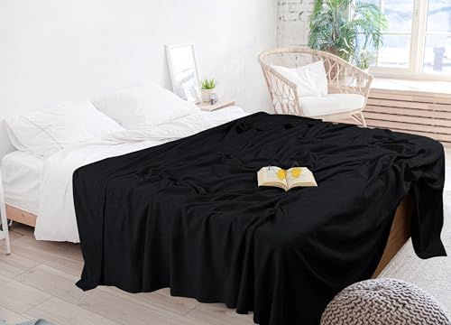 Utopia Bedding 100% Cotton Thermal Blanket Black Twin, 90x72 Inches