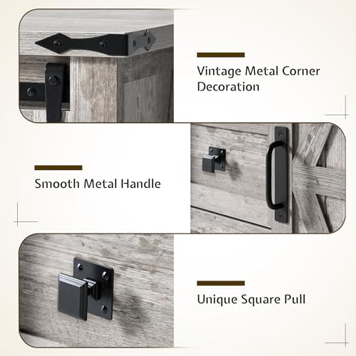 LUXOAK 3 Pieces Bedroom Set - Includes 60" Farmhouse Dresser, 48" C...