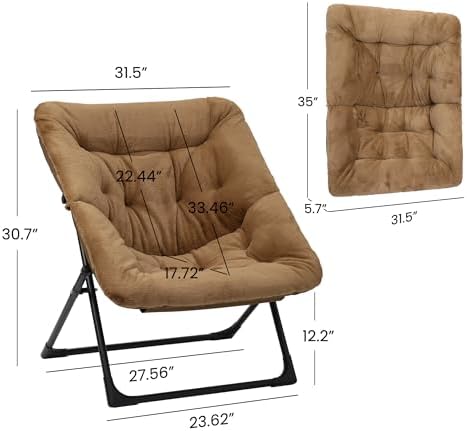 Comfy Saucer Chair for Adults, Soft Faux Fur Bedroom Chair, Accent Dorm Chair...