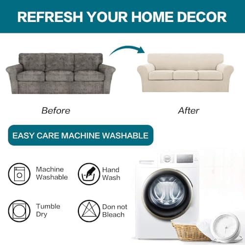 Turquoize 4 Piece Couch Cover Sofa Covers for 3 Cushion Couch Sofa Slipcovers...