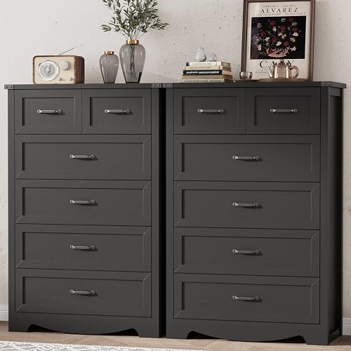 Dresser for Bedroom with 6 Drawers, 49" Tall Wood Chest of Drawers with ...
