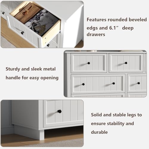 Farmhouse 10 Drawers Dresser for Bedroom, White Dresser Chest of Drawers