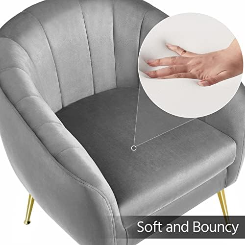Yaheetech Barrel Accent Chair, Modern Cozy Vanity Chair, Gray