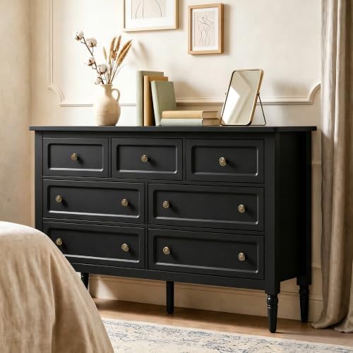 RoyalCraft 7 Drawer Dresser for Bedroom, 53" Wide Vintage Chest of Drawers