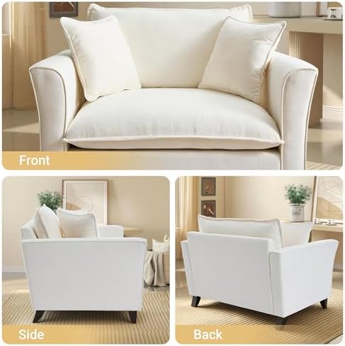 46.9" Chenille Upholstered Accent Chair Wide Seat for Living Room Bedroom