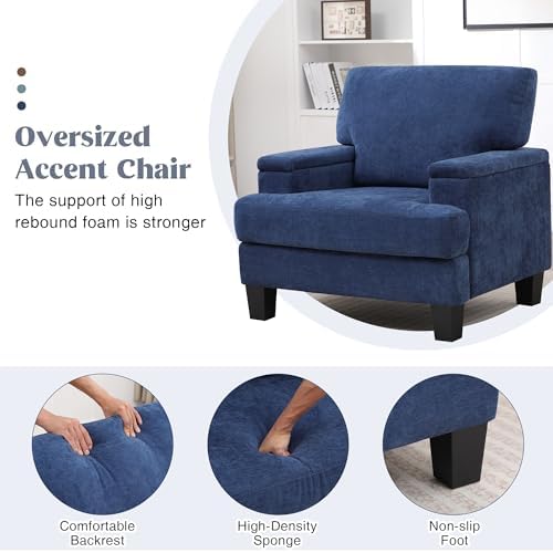 Accent Chair Set of 2 with Storage Armrest, Modern Upholstered Reading Living...