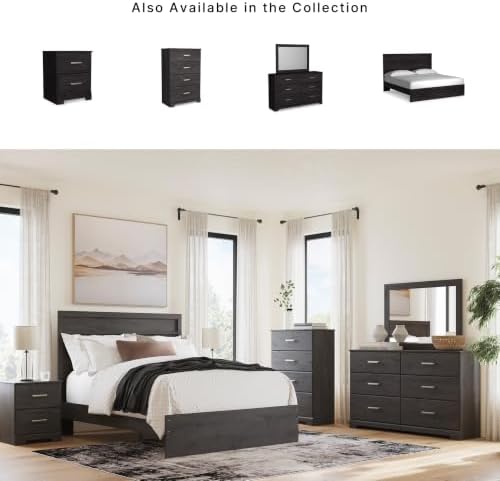 Signature Design by Ashley Belachime 6 Drawer Black Wood Bedroom Dresser