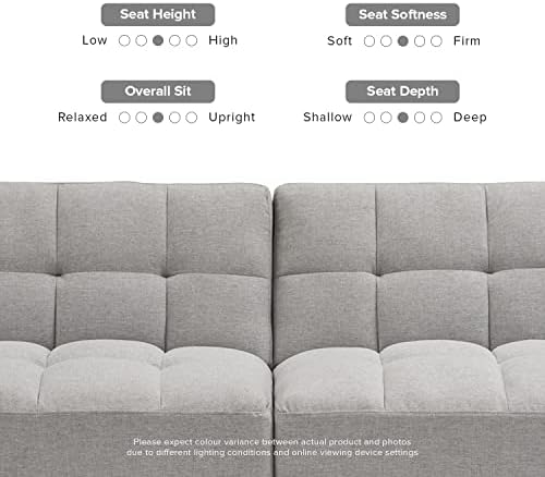 mopio 76.4" Futon (Light Gray, Fabric, Tufted Styled)