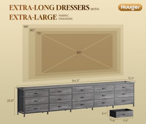 Huuger 94.5 Inch Extra Long Dresser for Bedroom, Large Dresser for Closet