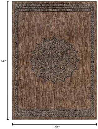CAMILSON Outdoor Rug 5x7 Medallion Gold Modern Area Rugs for Indoor and Outdo...