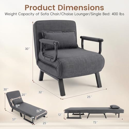 KOMFOTT Convertible Sleeper Chair Bed, 3-in-1 Folding Sofa Bed