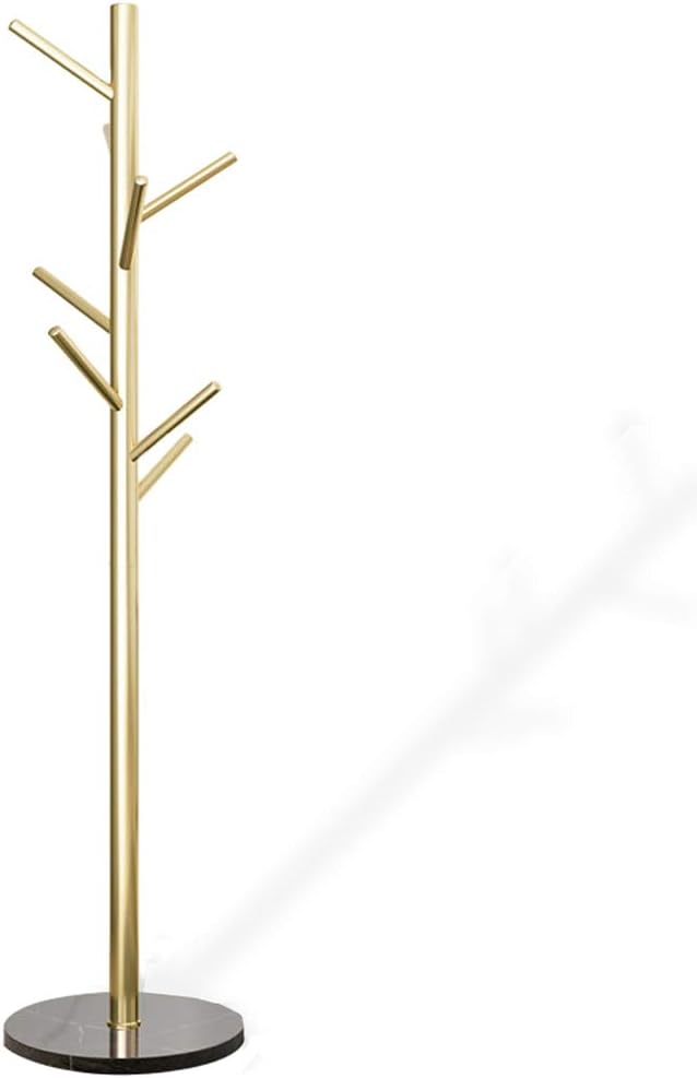 Jolitac Metal Coat Rack Stand Golden Satin Steel Finish Stable Marble Base, H...