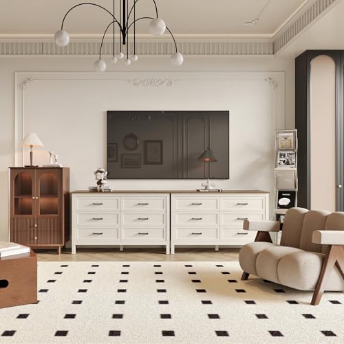 Farmhouse 6 Drawers Dresser for Bedroom, Antique White