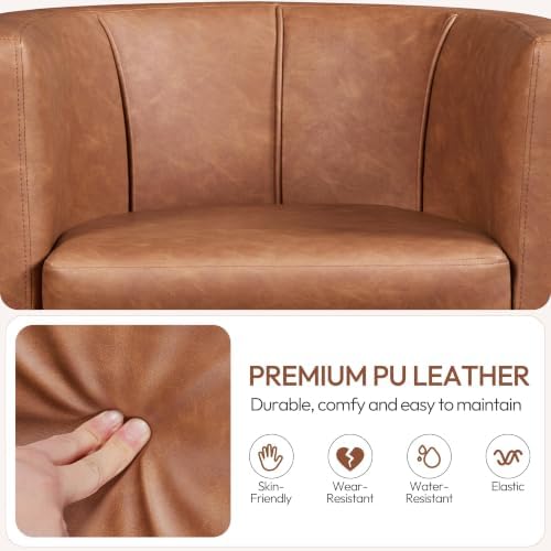 Yaheetech Barrel Accent Chair, Mid Century Armchair, Brown