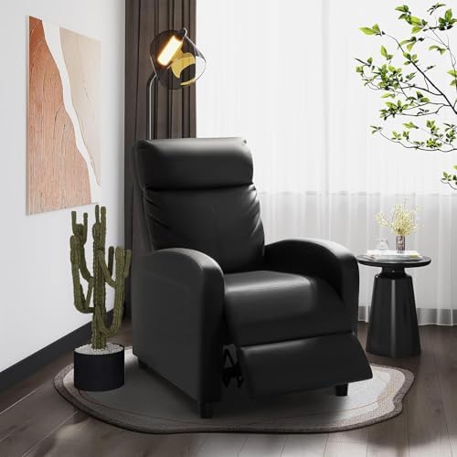 Homall Recliner Chair, Recliner Sofa Leather for Adults Dark Black Recliner