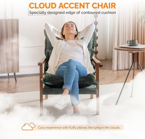 VINGLI Mid-Century Modern Cloud Accent Armchairs set of 2 with Lumbar Pillow,...