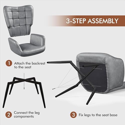 Yaheetech Faux Leather Accent Chair for Living Room Gray