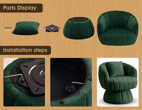 Mistpople Mid Century Modern 360 Degree Swivel Barrel Accent Chair, Fluffy Ve...