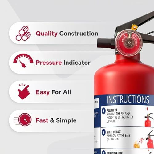ABC Fire Extinguisher for Home & Vehicle - 2.5 lb 1-A:10-B:C Rated, Dry C...