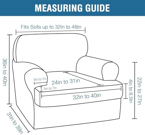 H.VERSAILTEX Sofa Cover 2 Piece Armchair Slipcovers Thick Velvet Couch Cover ...