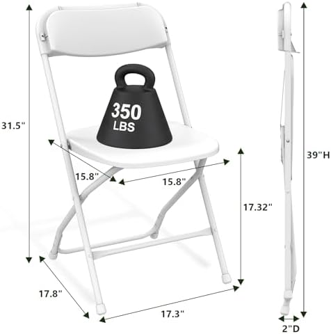 Folding Chairs 10 Pack, Outdoor Folding Chairs for Outside Indoor, Portable 3...