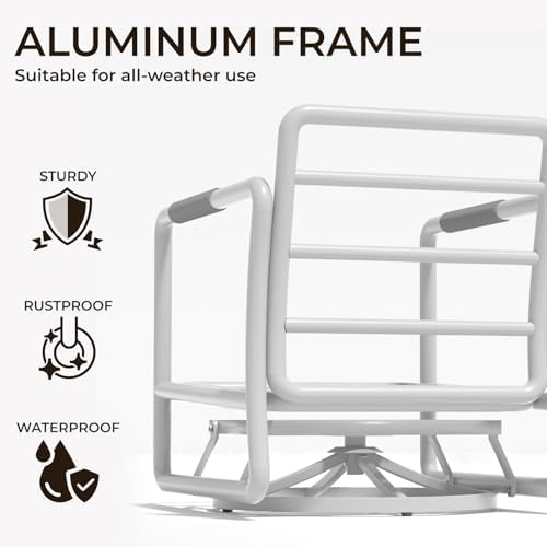3 Piece Patio Outdoor Aluminum Swivel Rocking Chair with Coffee Table and 6.7...