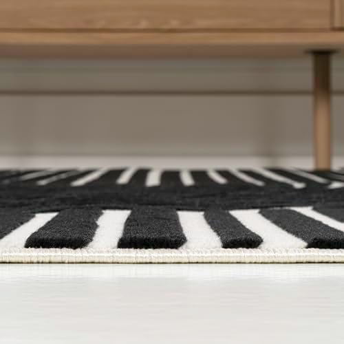 JONATHAN Y Hallie High-Low Curve Black/White 5x8 Indoor Area Rug, Minimalist ...
