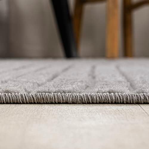 JONATHAN Y Hallie High-Low Curve Gray/Ivory Indoor/Outdoor Area Rug, 6x9, Min...