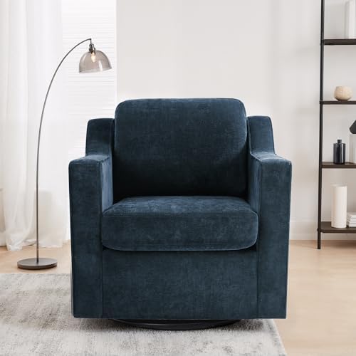Swivel Accent Chairs Set of 2, Chenille Armchair with Lumbar, Navy