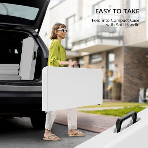VINGLI 34" Fold in Half Square Table, Bi-Folding Commercial Portable Pla...
