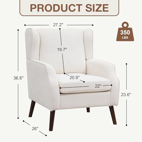 Accent Chair for Living Room,Mid Century Modern Wingback Chair for Bedroom,Up...