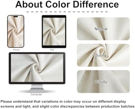Vision Home Natural Pinch Pleated Full Blackout Curtains Linen Blended Room D...