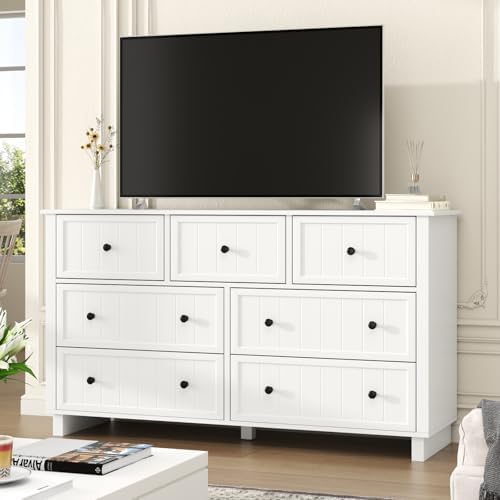 Farmhouse 10 Drawers Dresser for Bedroom, White Dresser Chest of Drawers