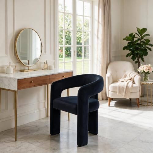 VESCASA Velvet Barrel Dining Chair with Open-Back, Upholstered Modern Accent ...
