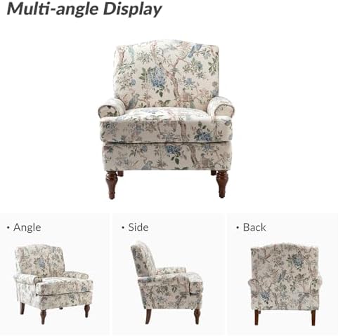 HULALA HOME Accent Chair Set of 2 with Solid Legs & Removable Cushion, Fa...