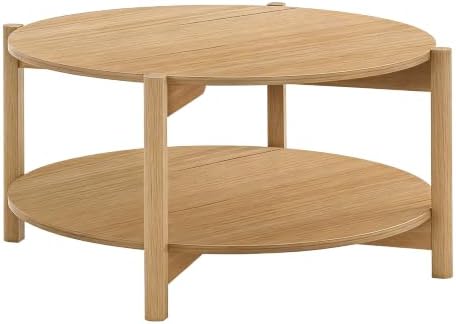 Furniture of America Hoska Modern 34.4-inch Round Coffee Table, Natural