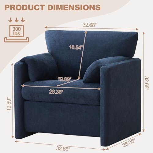 33" Modern Accent Chair for Living Room, Oversized Armchair with Deep Se...