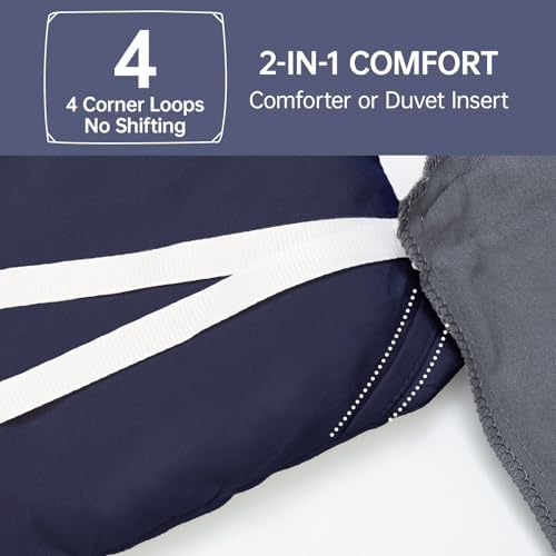 MUXHOMO King Comforter Set, 3-Piece All-Season Bedding, Navy Blue