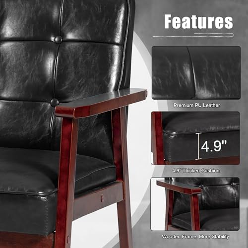 Okeysen Accent Chairs Set of 2, Mid Century Modern Accent Chair, Retro Wood a...