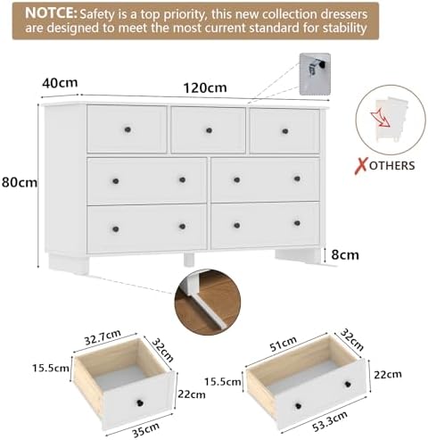 Farmhouse 10 Drawers Dresser for Bedroom, White Dresser Chest of Drawers